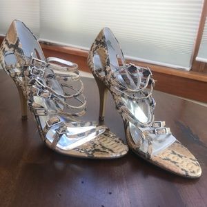 Beige Snake print Carlos Santana heels